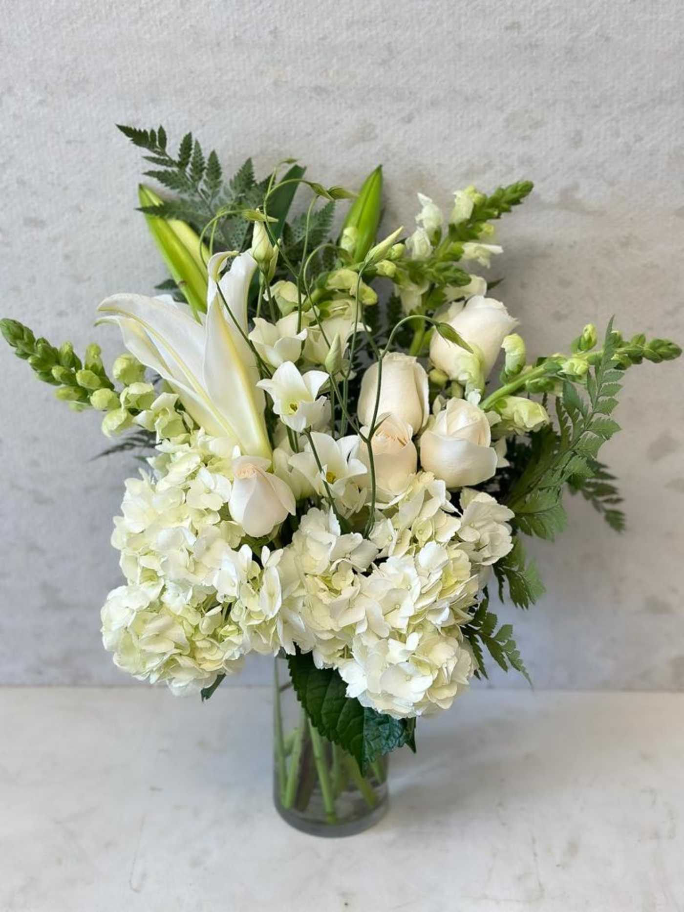 Modern White Flower Arrangement – Elegant LA Florist