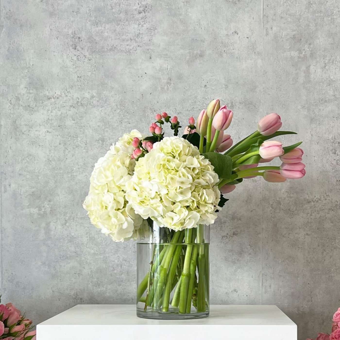 Tulips & Hydrangeas Modern Arrangement – Same Day Delivery LA